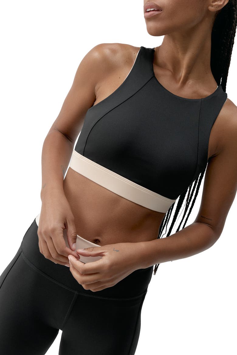 Fiorella High Support Performance Sport Top, Alternate, color, Black/Stone