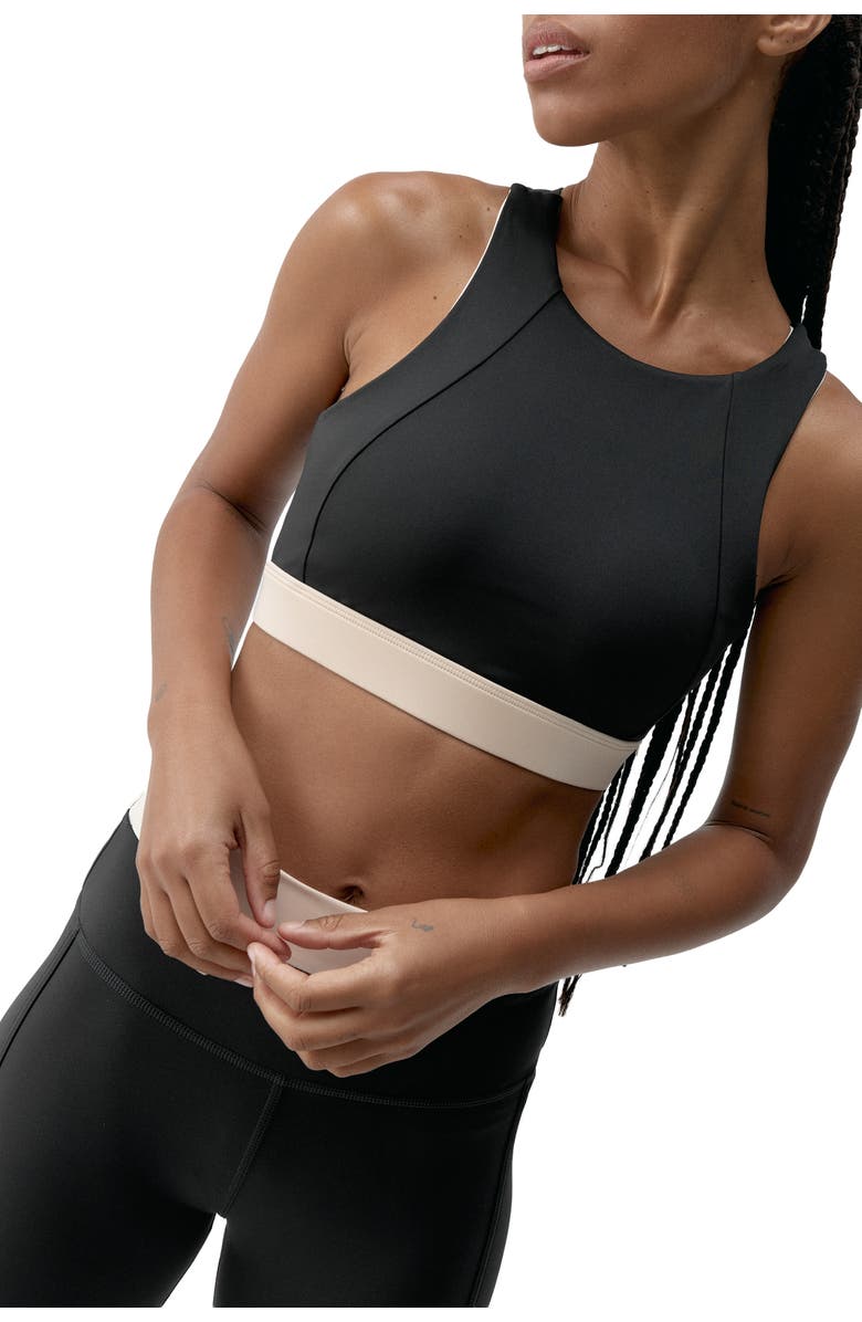 Born Living Yoga Fiorella High Support Performance Sport Top, Alternate, color, Black/Stone