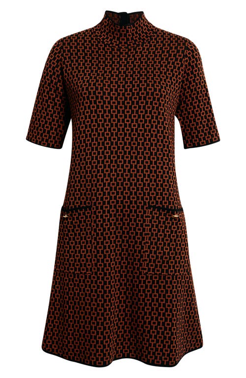Julia Jordan Geo Print Sweater Dress In Black