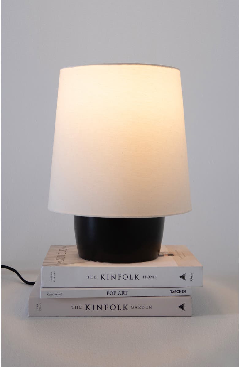 Brightech Dan 14" LED Classic Table Lamp with Cream Tapered Drum Shade and Heavy Ceramic Base, Bulb Included, Alternate, color, Classic Black