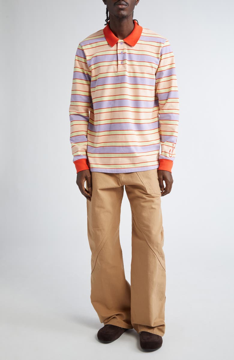 JW Anderson Stripe Contrast Trim Cotton Polo, Alternate, color, 