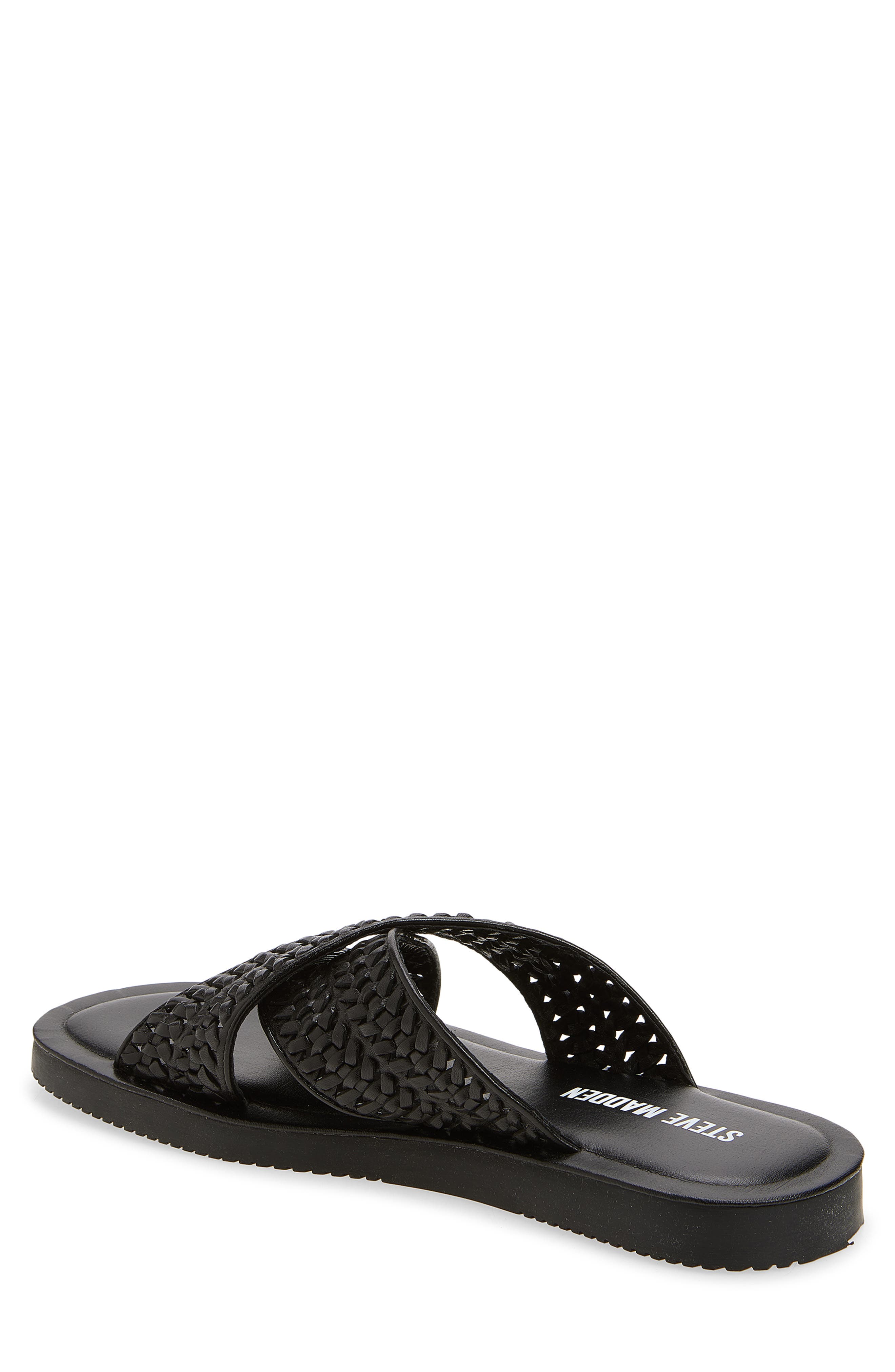 Steve Madden Boweri Woven Strap Slide Sandal, Alternate, color, Black