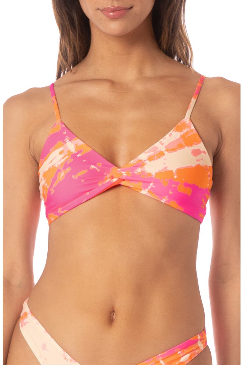 Flamingo Swirl Twisted Reversible Bikini Top, Main, color, PINK