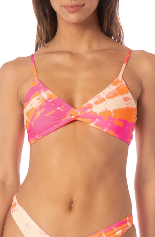 Maaji Flamingo Swirl Twisted Reversible Bikini Top In Pink
