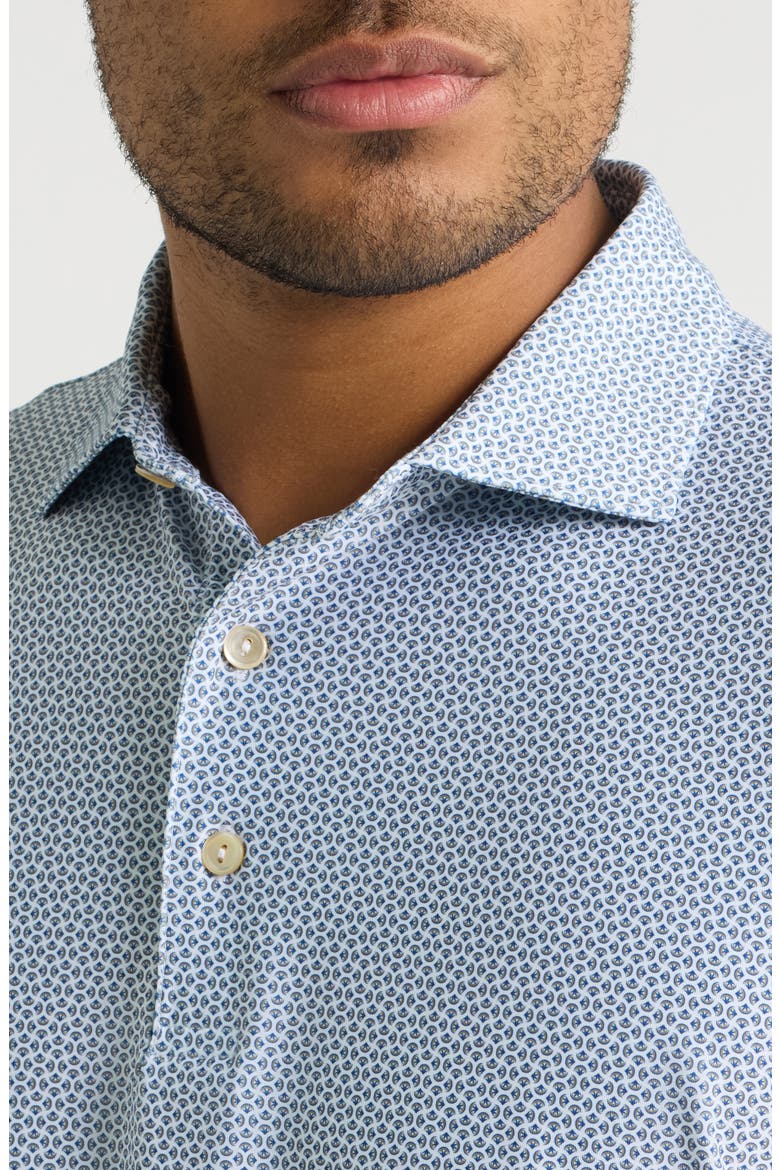Rambla Microprint Performance Jersey Polo, Alternate, color, WHITE / DARK AMBER/ BLUE
