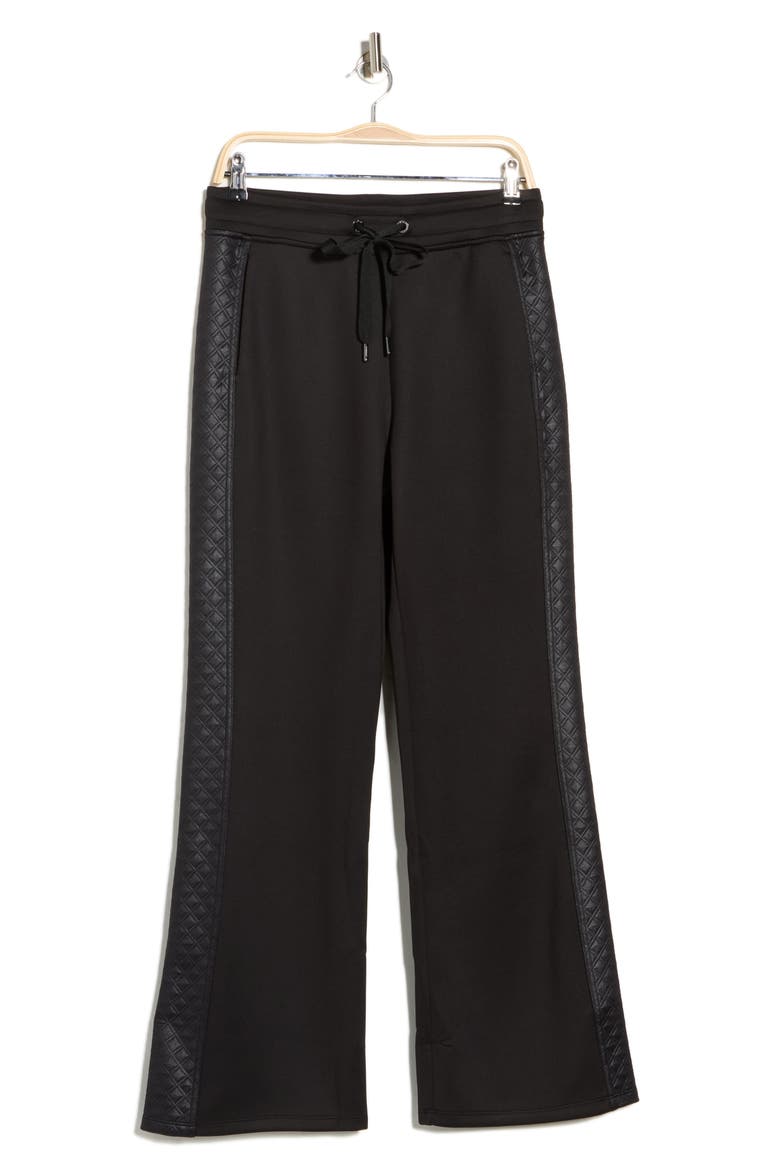Faux Leather Trim Scuba Pants, Alternate, color, BLK/ BLACK