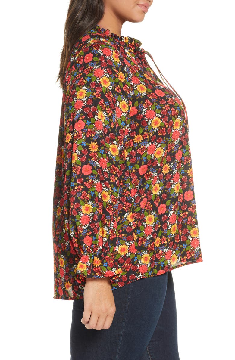 Bobeau Print Tie Neck Blouse, Alternate, color, 