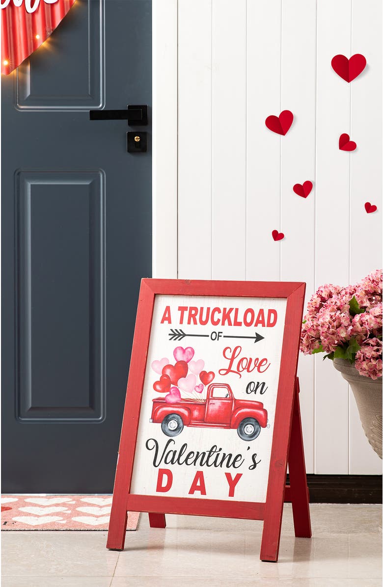 Glitzhome 24"H Valentine's Wooden Truck Porch Sign, Alternate, color, 