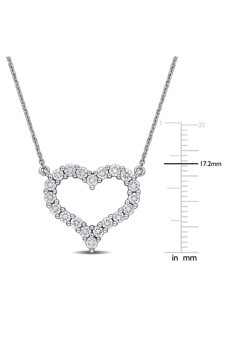 Lab-Grown Diamond Open Heart Necklace 14k, Alternate, color, White Gold