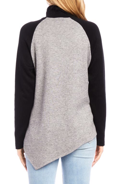 Karen Kane Asymmetric Colorblock Turtleneck Sweater In Gray