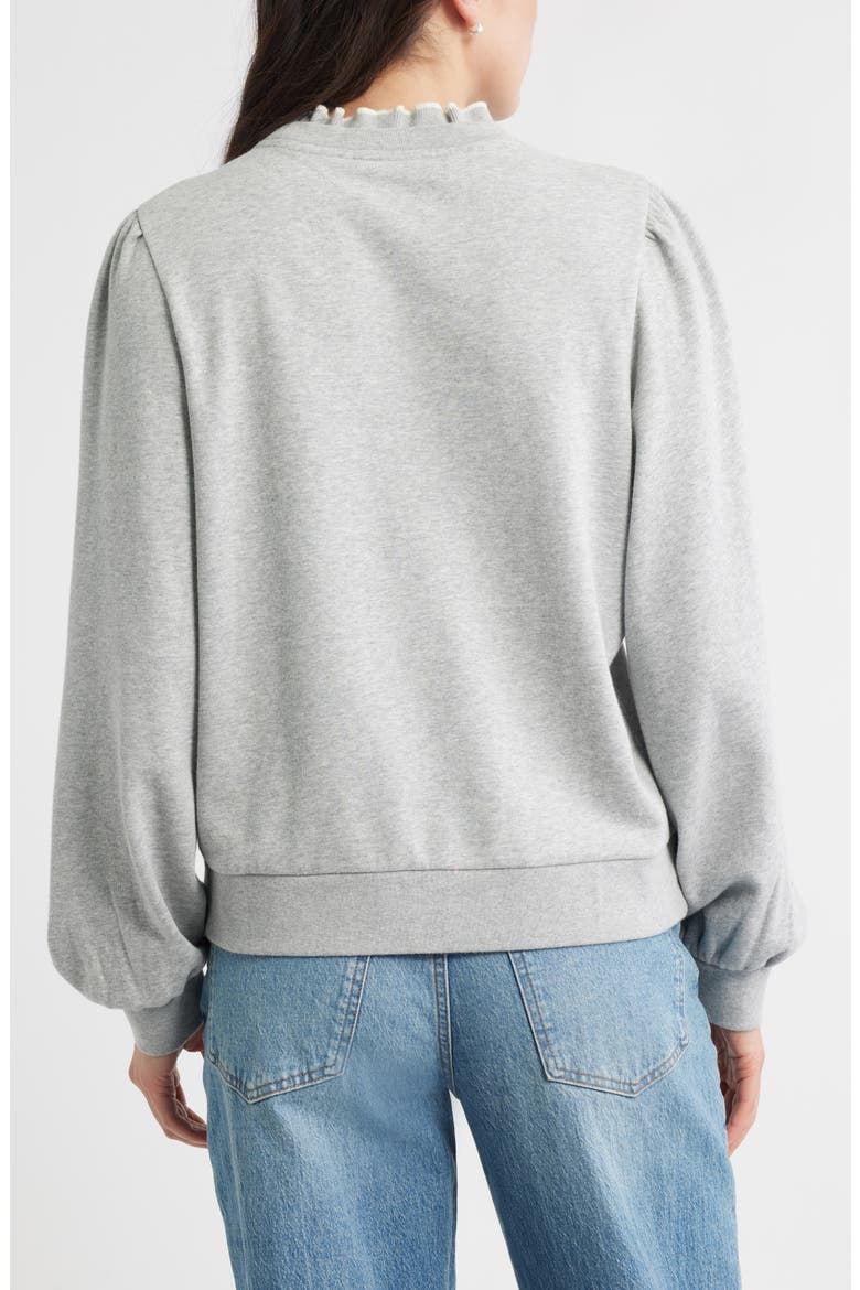 Ruffle Crewneck Sweatshirt, Alternate, color, GREY HEATHER