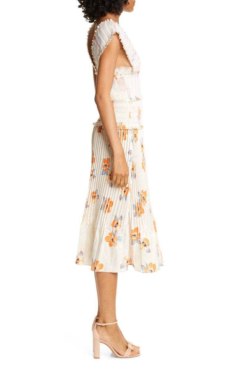 NICHOLAS Smocked Midi Dress, Alternate, color, 