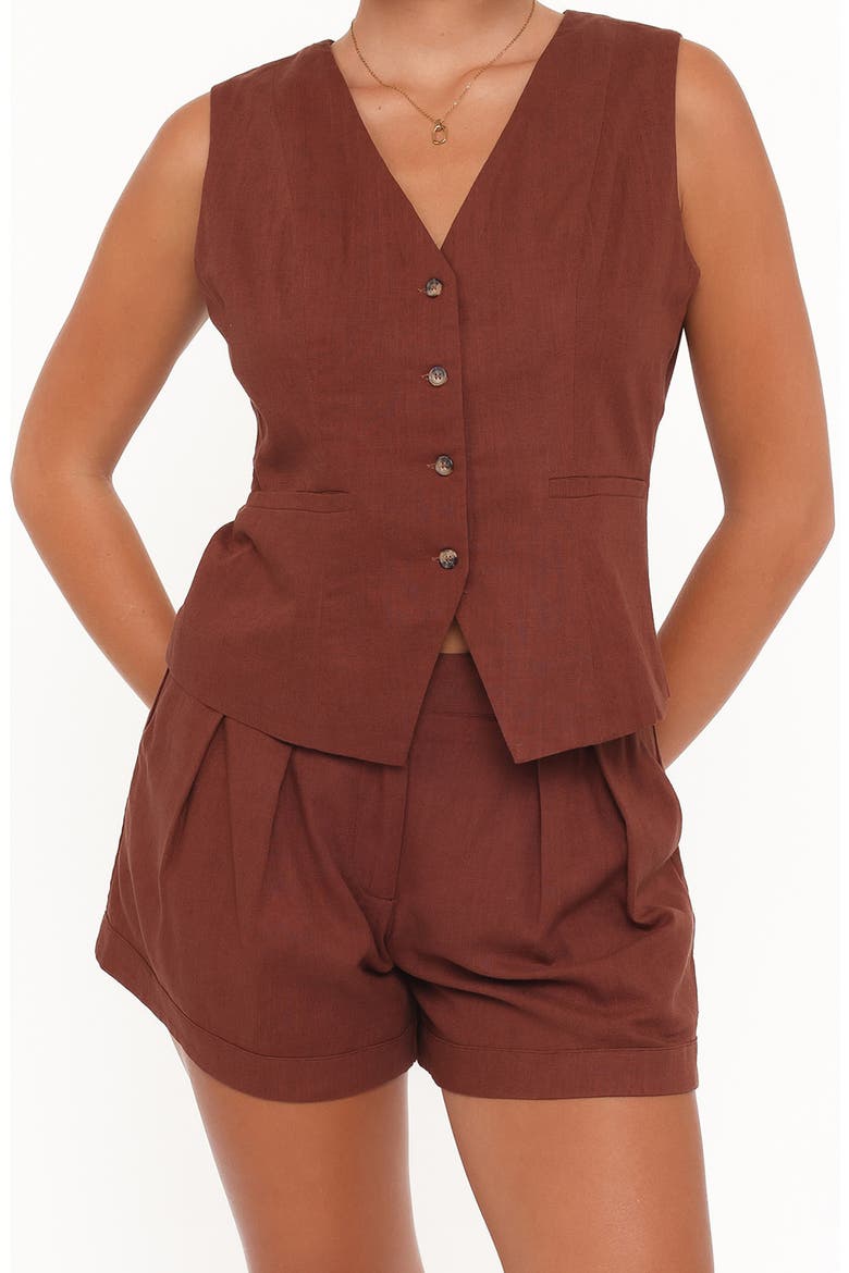 Elinor Pleated Shorts, Alternate, color, BROWN