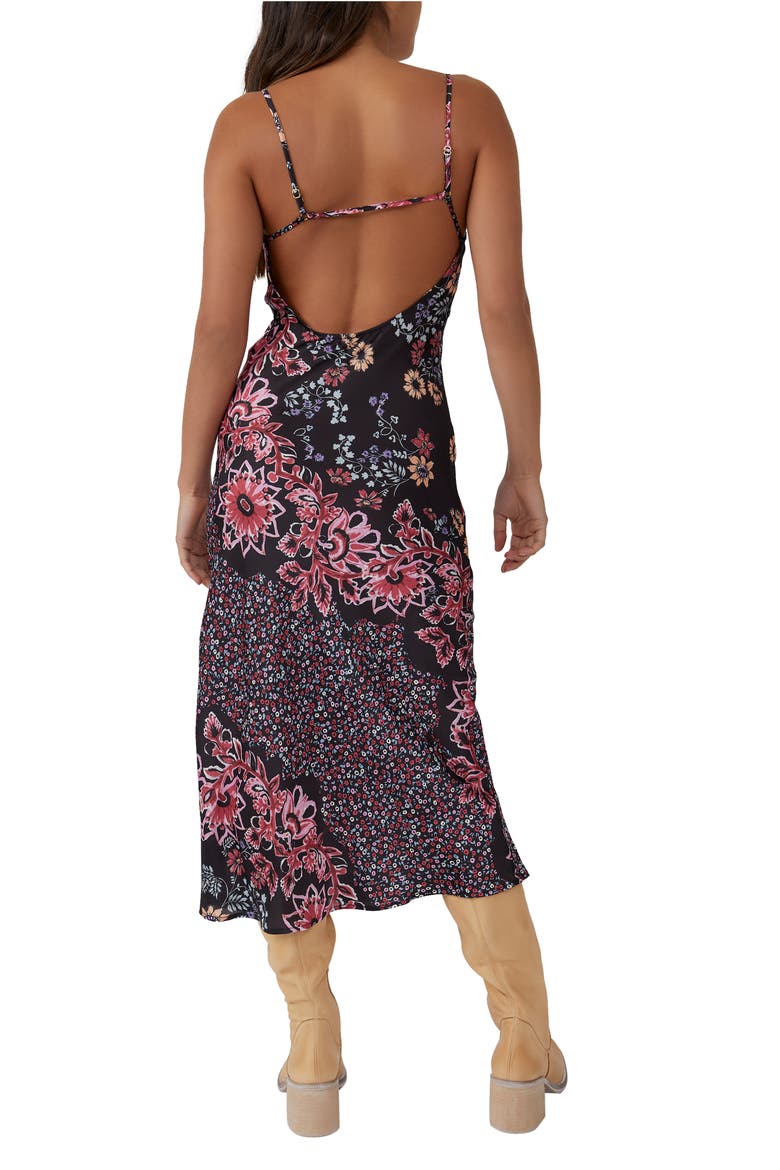 Your Better Side Floral Midi Slipdress, Alternate, color, BLACK COMBO