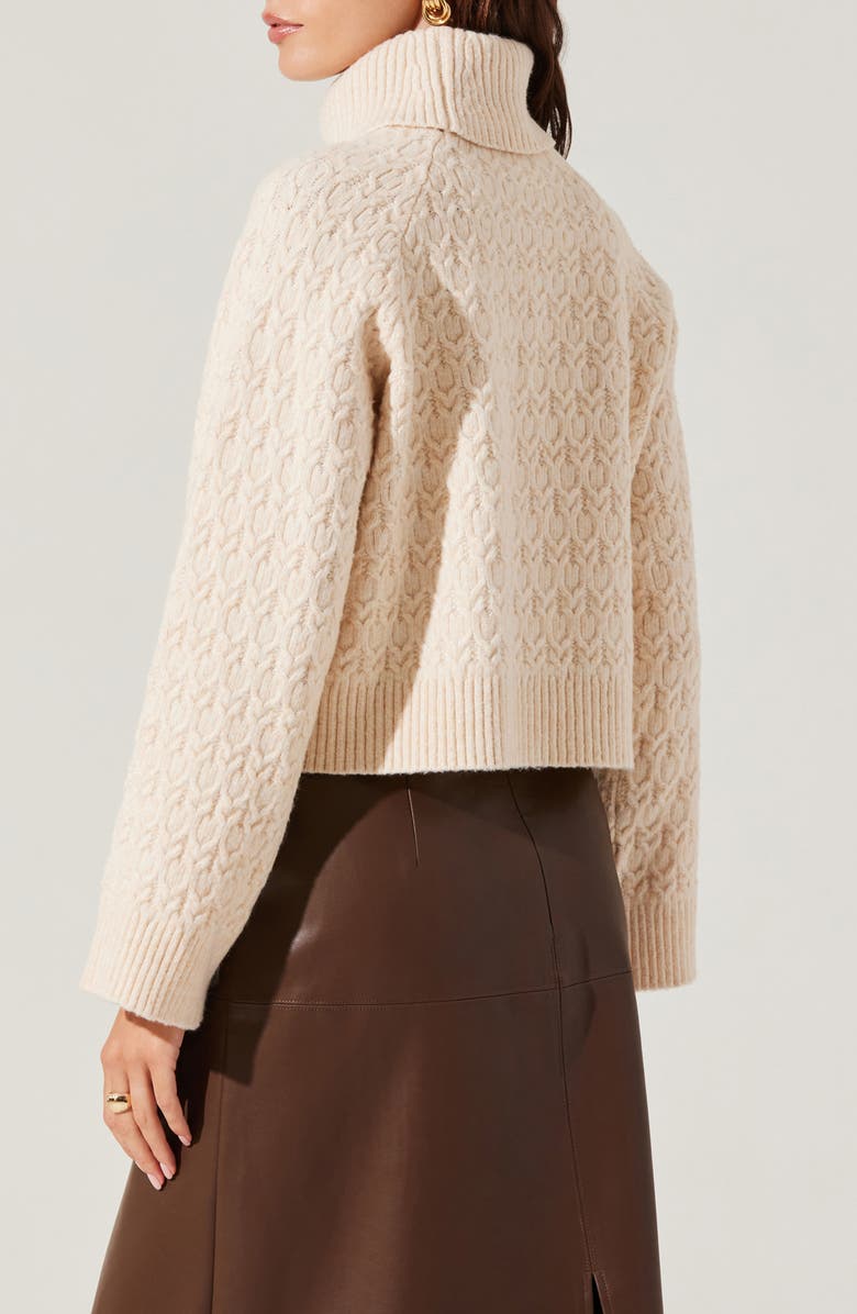 ASTR the Label Textured Stitch Crop Turtleneck Sweater, Alternate, color, Buttercream