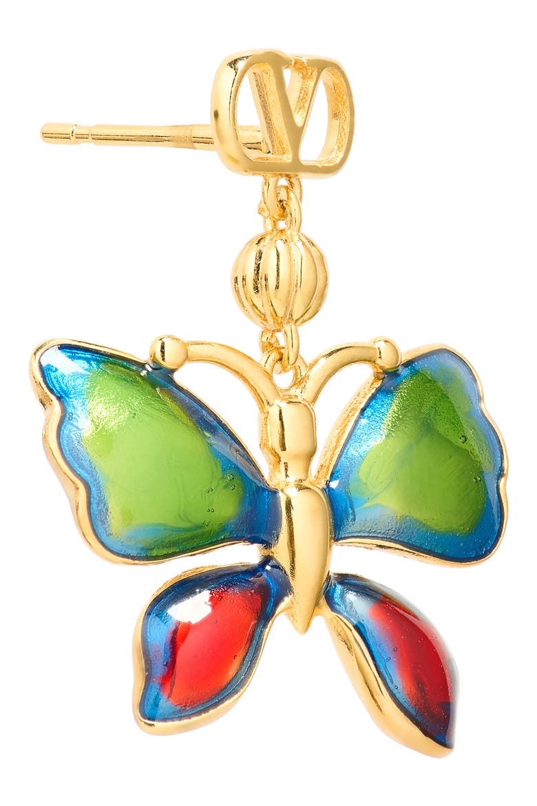 Enamel Butterfly Earrings, Alternate, color, GOLD