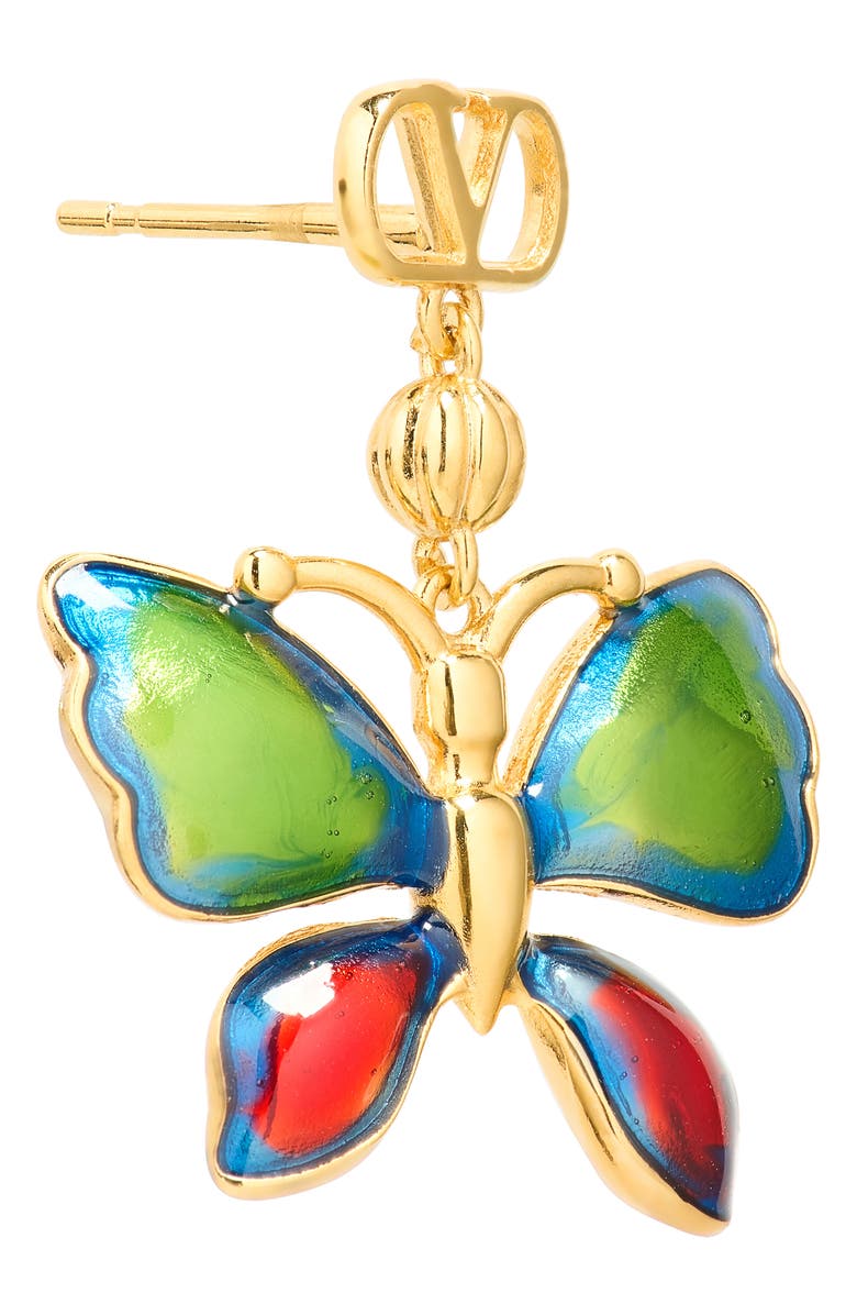 Valentino Garavani Enamel Butterfly Earrings, Alternate, color, Gold