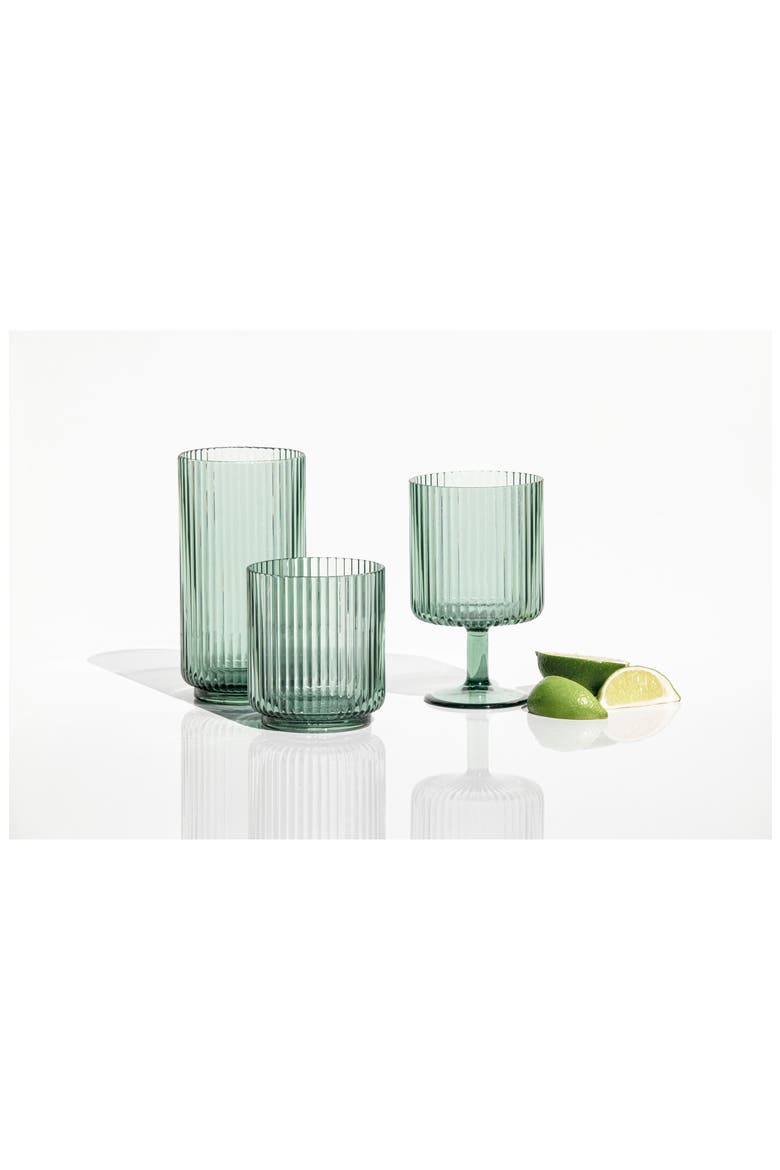 Set of 6 Shatterproof Mesa Stacking Goblets, Alternate, color, GREEN