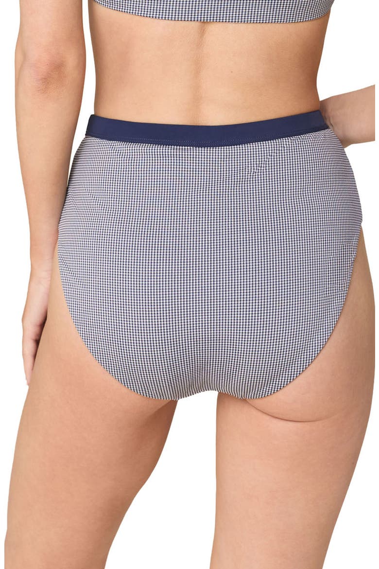 The Davenport Gingham High Waist Bikini Bottoms, Alternate, color, JUNIPER