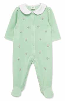 Kids' Sweet Floral Velour Footie