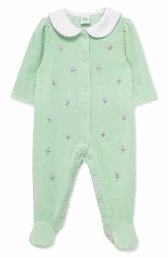 Kids' Sweet Floral Velour Footie