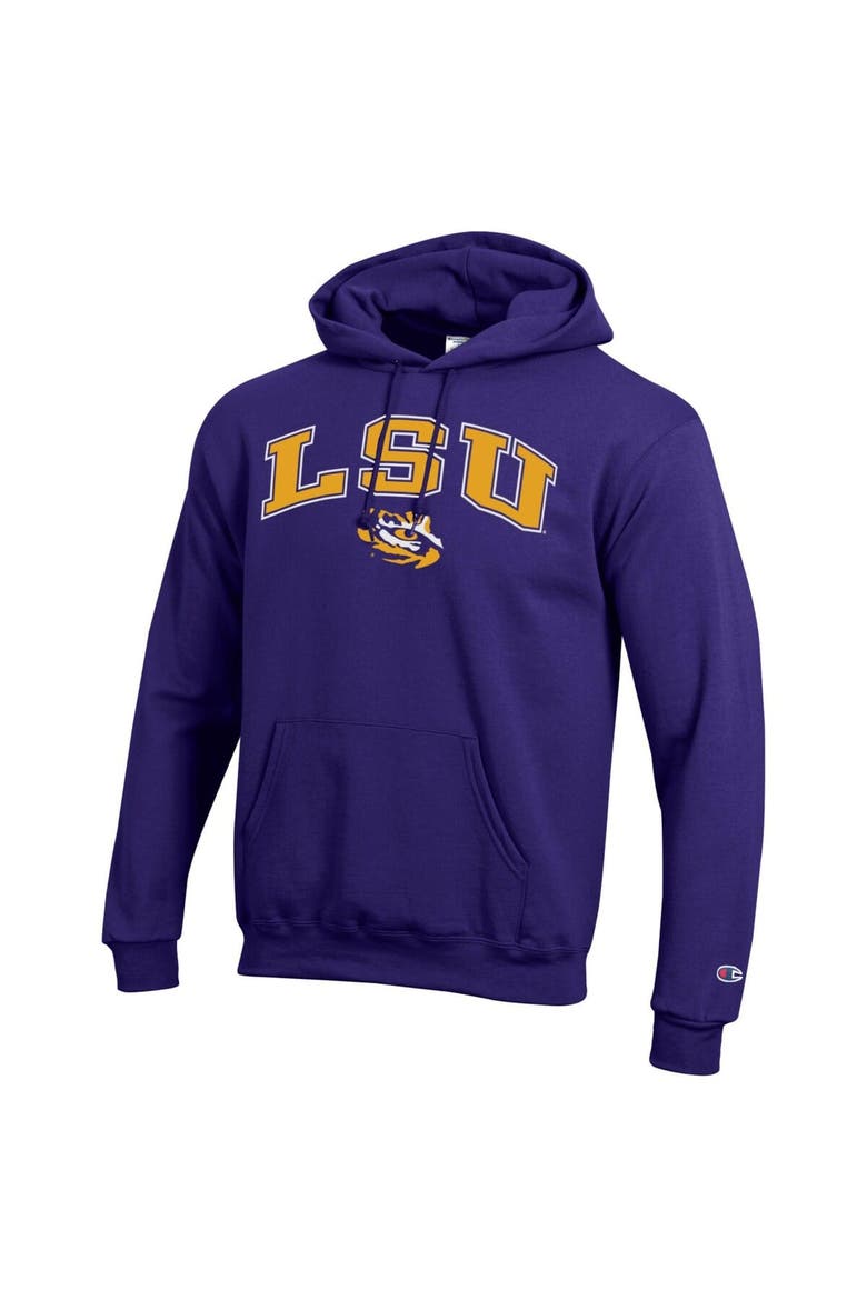 Men's Champion  Purple LSU Tigers Arch Over Logo Pullover Hoodie, Alternate, color, Purple