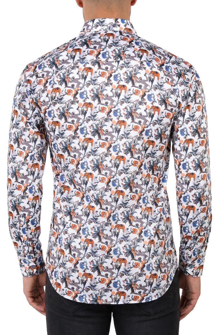 Fibonacci Contemporary Fit Cotton Button-Up Shirt, Alternate, color, WHITE