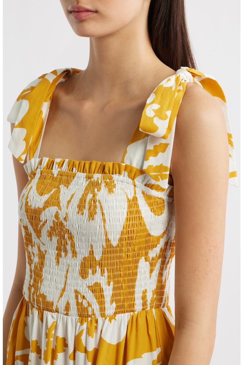 Floral Tie Shoulder Tiered Maxi Dress, Alternate, color, YELLOW