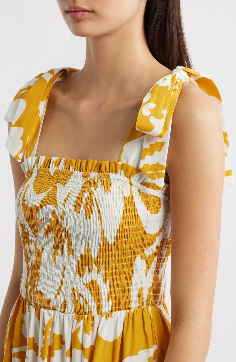 FLYING TOMATO Floral Tie Shoulder Tiered Maxi Dress, Alternate, color, Yellow