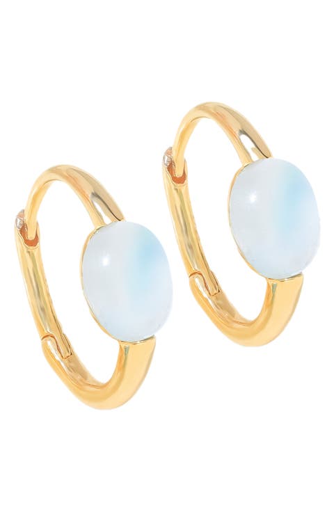 Moonstone Huggie Hoop Earrings