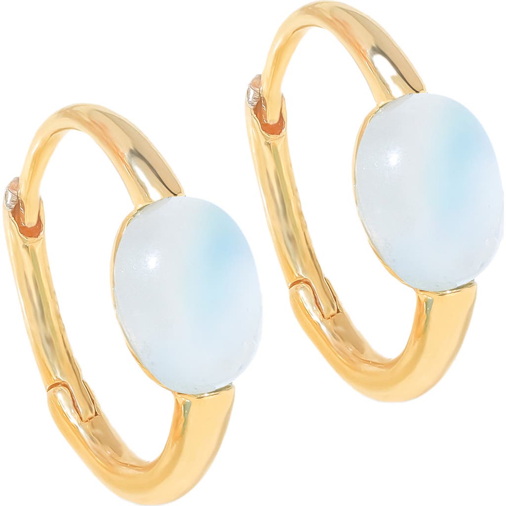 Ys Gems Moonstone Huggie Hoop Earrings In Blue