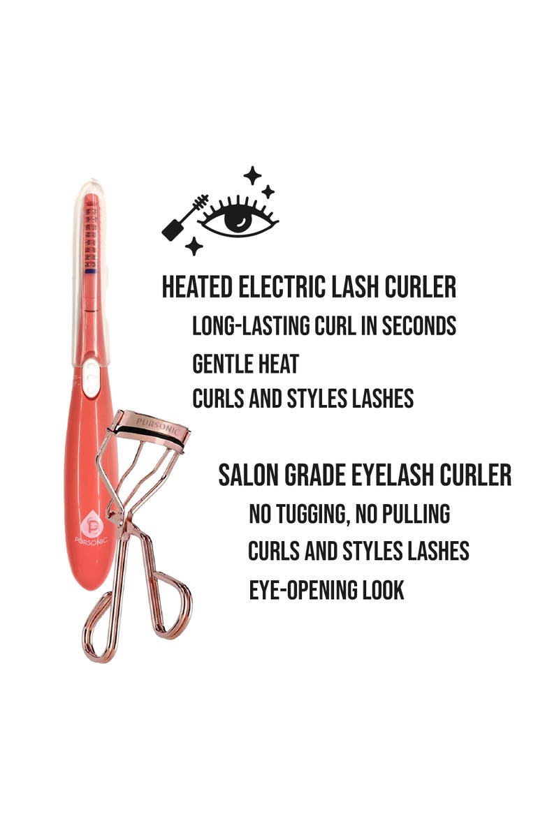 PURSONIC Salon Grade Eyelash Curler & Heated Eyelash Curler With Comb Bundle, Alternate, color, Multicolor