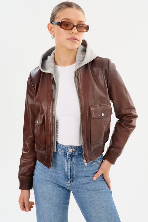Candace | Leather Bomber Jacket