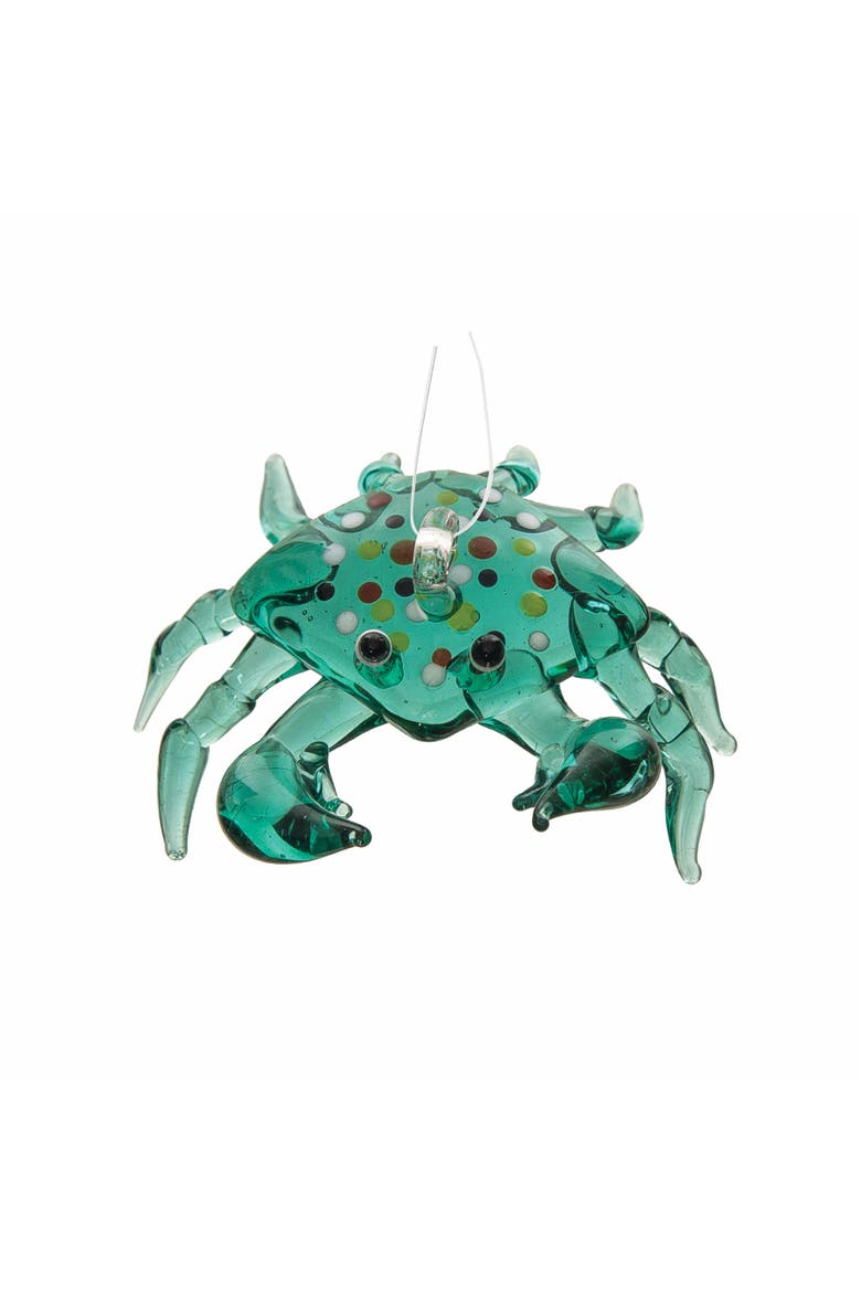Aqua Crab Glass Ornament, Main, color, Green