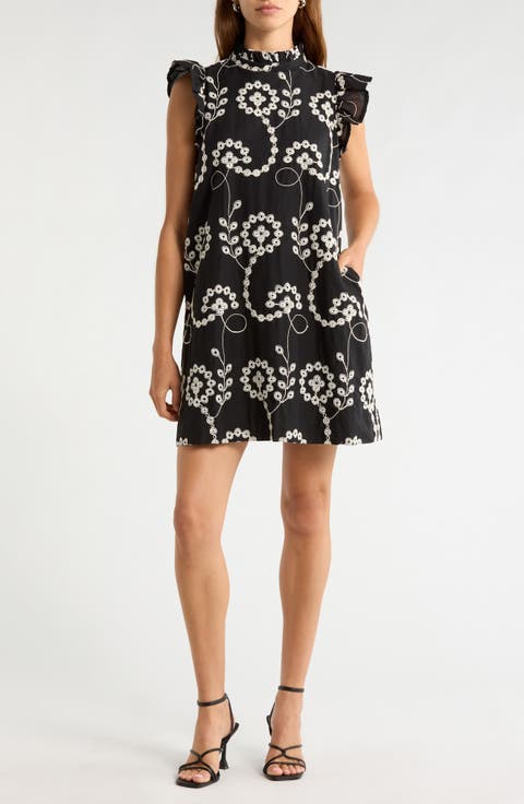 Rindy Eyelet Shift Minidress