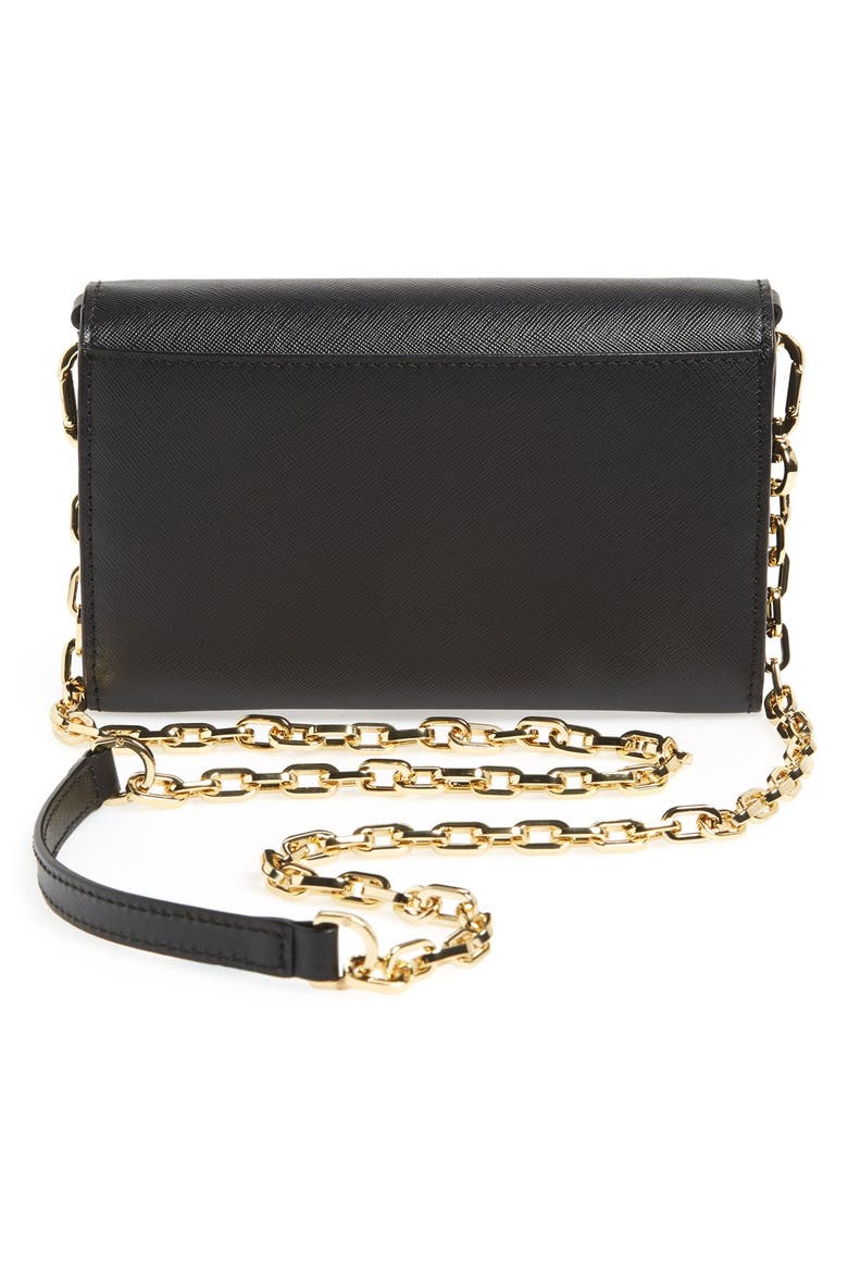 'Robinson' Leather Wallet on a Chain, Alternate, color, BLACK