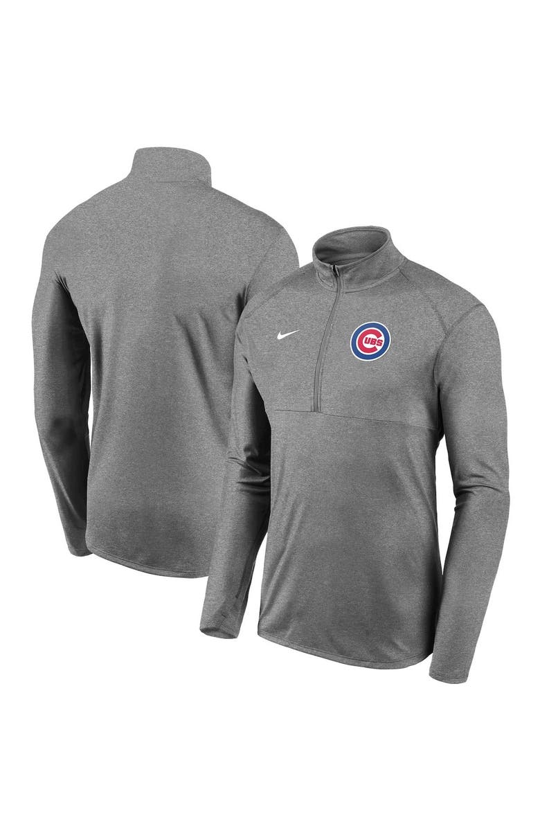 Nike Men's Nike Gray Chicago Cubs Team Logo Element Performance Half-Zip Pullover Jacket, Alternate, color,