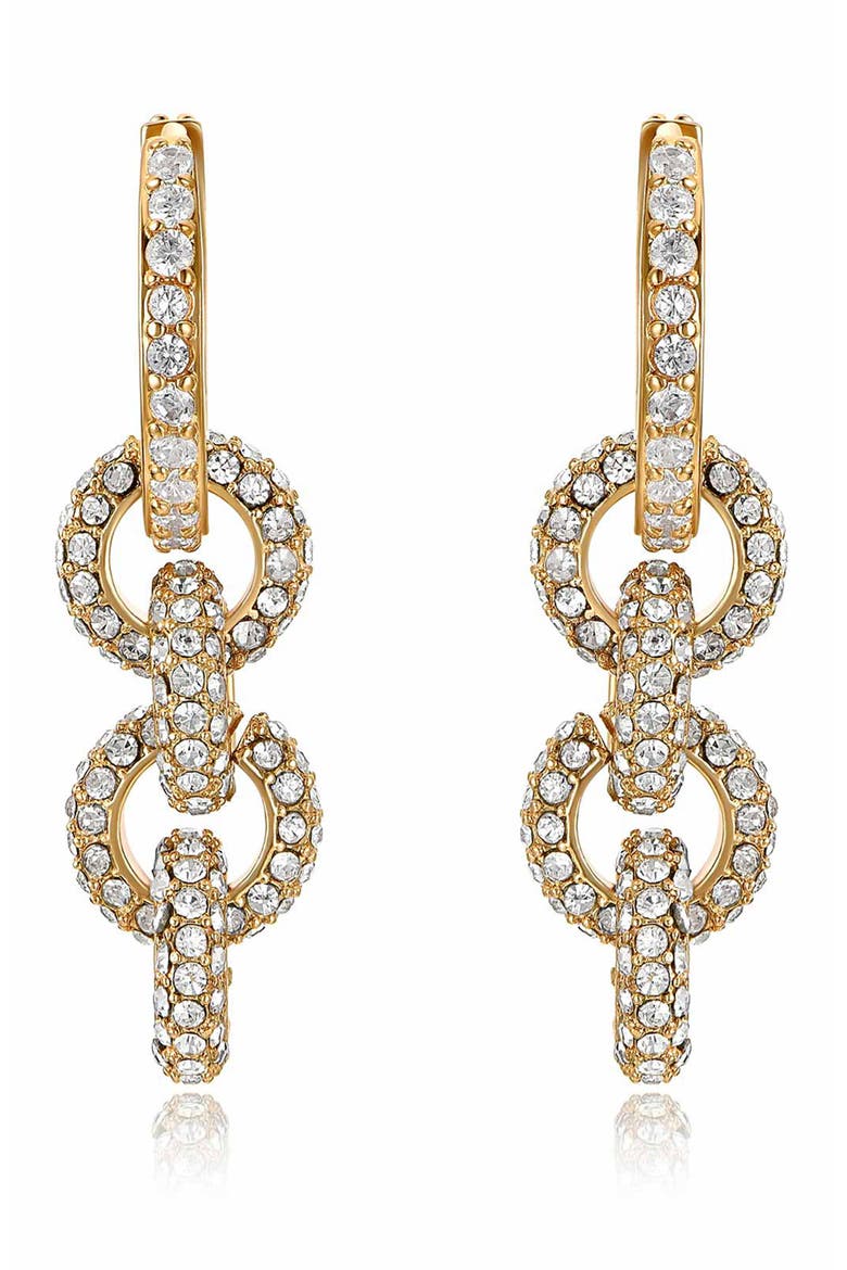Pavé Drop Earrings, Alternate, color, GOLD
