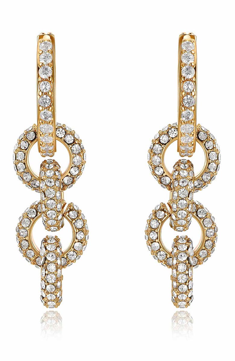 Ettika Pavé Drop Earrings, Alternate, color, Gold