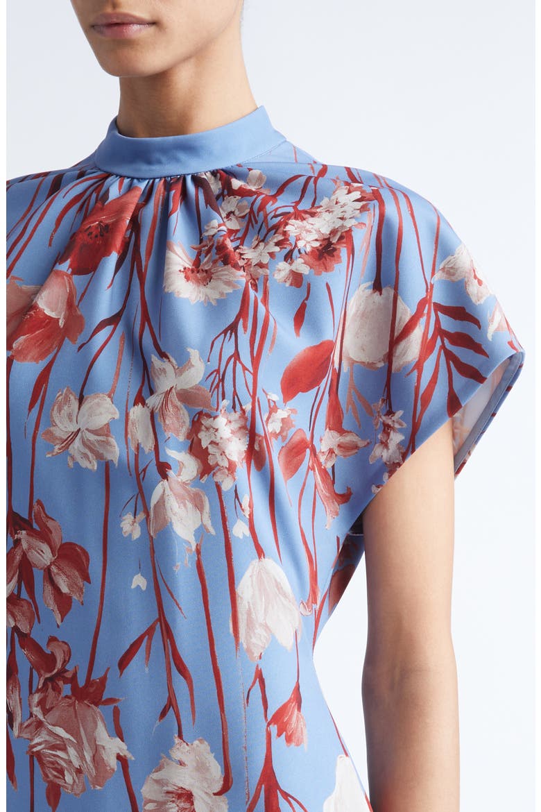 Stella Floral Stretch Crepe Dress, Alternate, color, CORNFLOWER MULTI