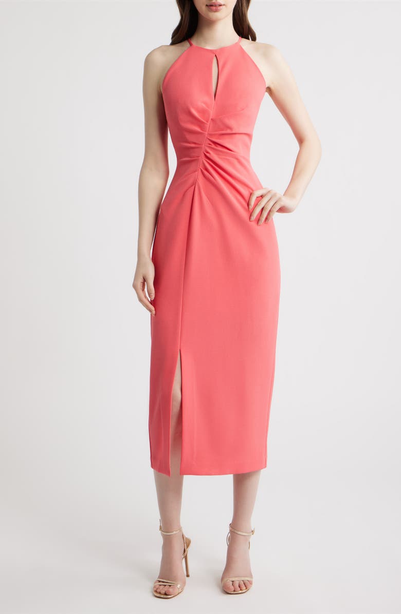 Vince Camuto Ruched Stretch Crepe Gown, Main, color, 