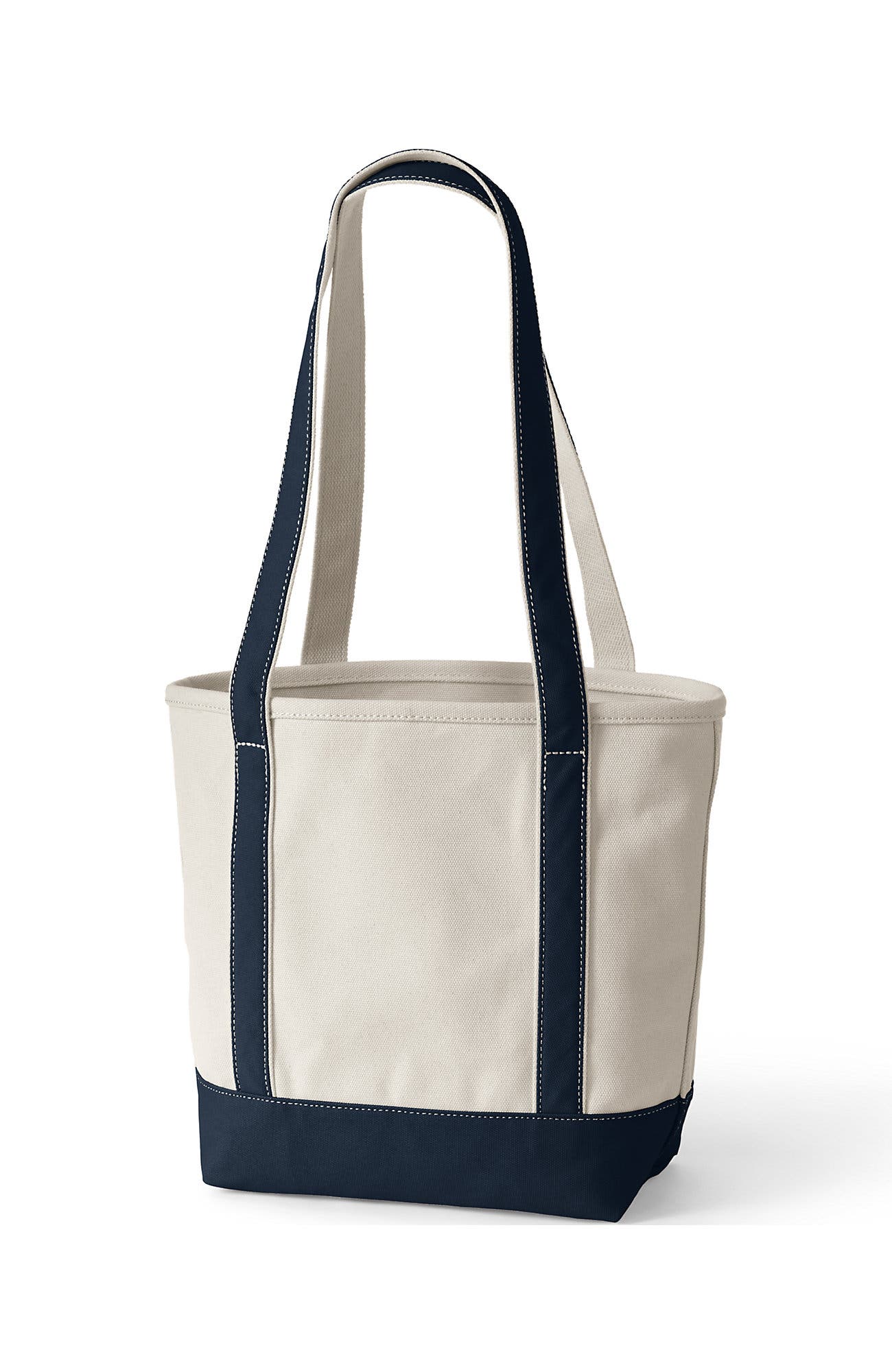 Open Top Long Handle Canvas Tote Bag, Alternate, color, Natural/Radiant Navy