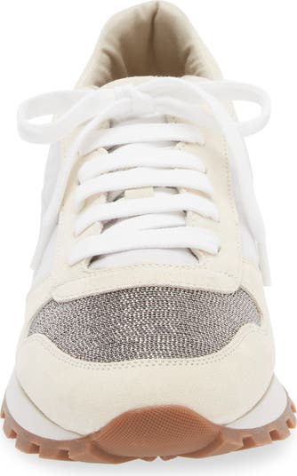 スニーカー Brunello Cucinelli Signature Monili White Calf Leather Monili leather sneakers in white - Brunello Cucinelli