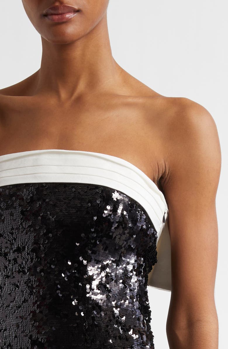 Alice + Olivia Sibella Sequin Bow Dress, Alternate, color, Black/ Off White