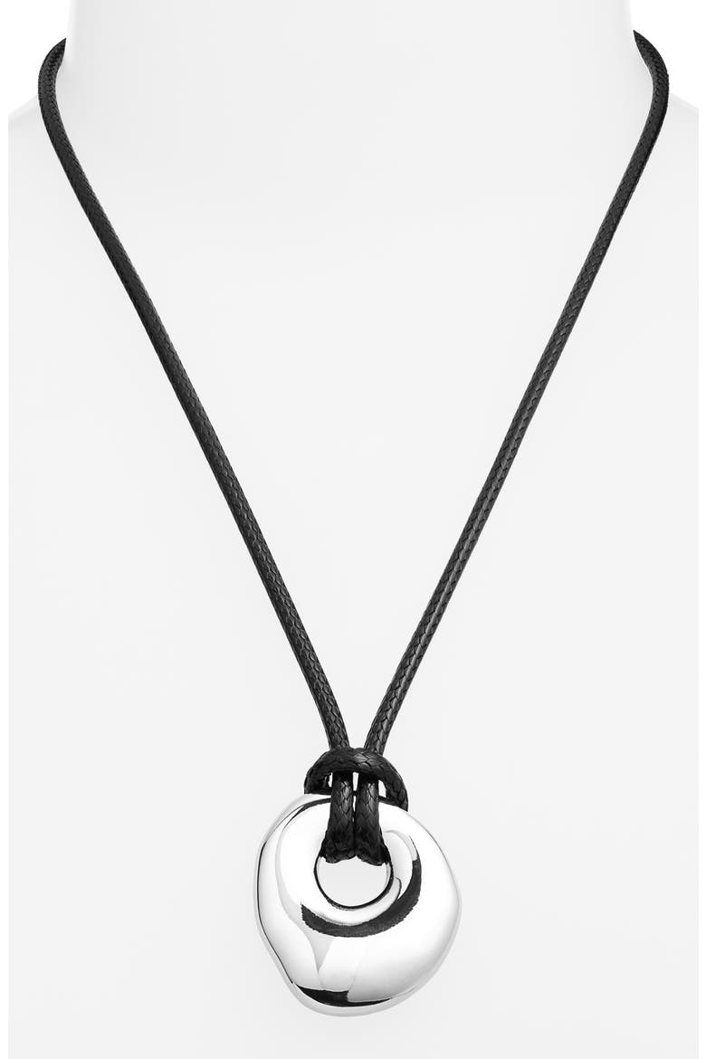 Pendant Slider Necklace, Alternate, color, BLACK- SILVER
