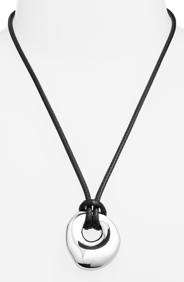 Open Edit Pendant Slider Necklace, Alternate, color, Black- Silver