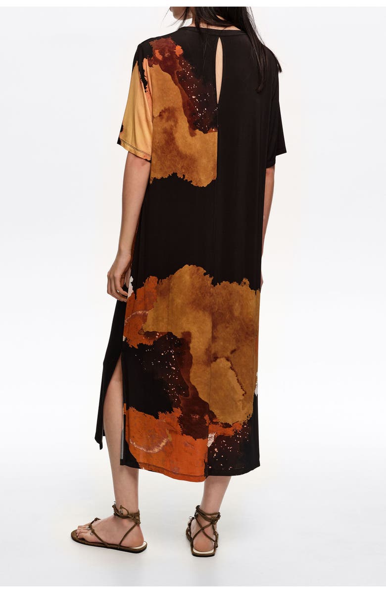 Bimba y Lola Flowing Midi T-Shirt Dress, Alternate, color, Blot Xl Black