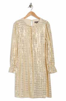 Julia Jordan Metallic Long Sleeve Shift Dress