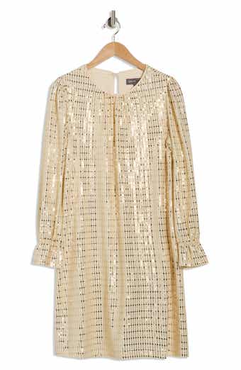 Julia Jordan Metallic Long Sleeve Shift Dress
