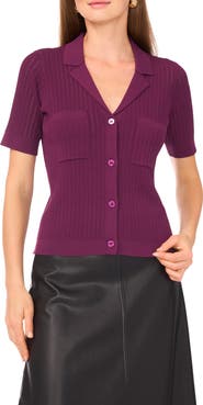 Vince Camuto Pointelle Short Sleeve Sweater